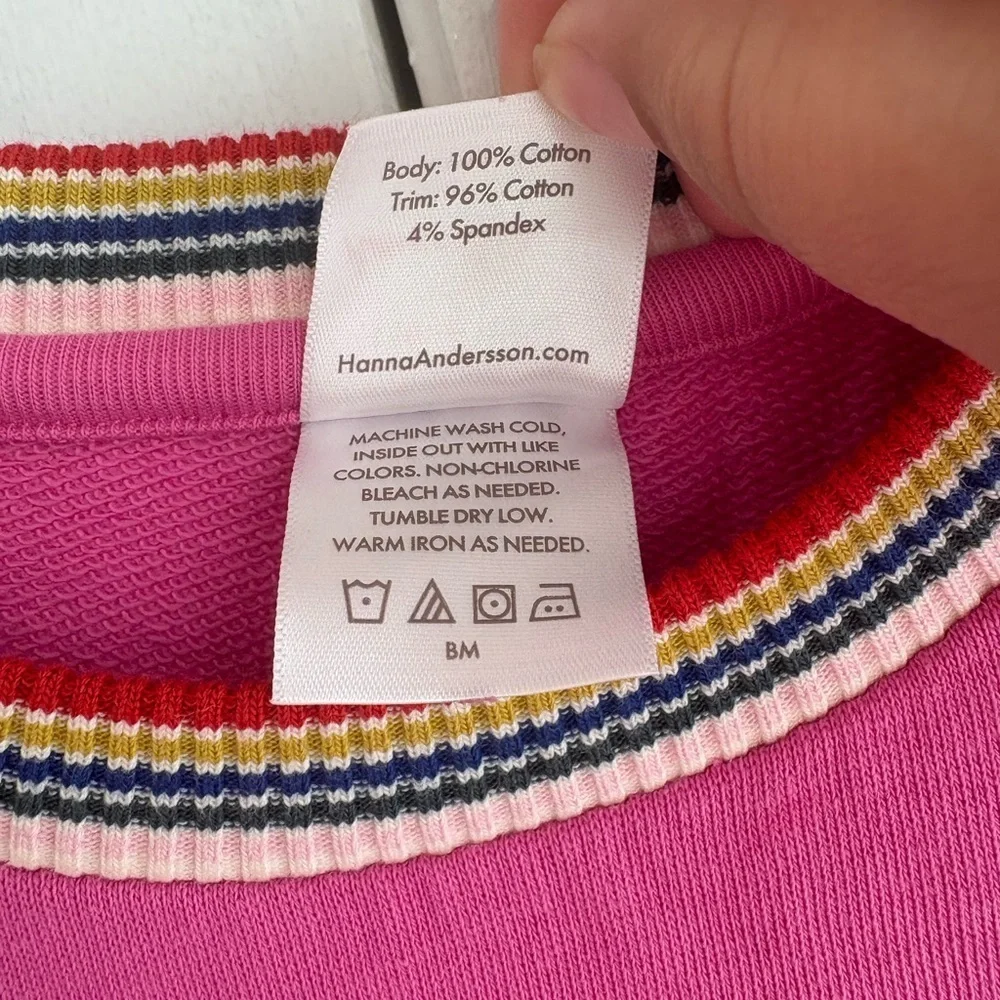 Hanna Andersson pink rainbow cuffed long sleeve dress size 12